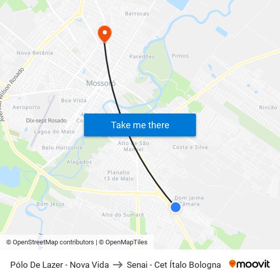 Pólo De Lazer - Nova Vida to Senai - Cet Ítalo Bologna map