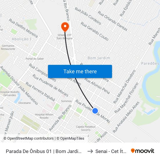 Parada De Ônibus 01 | Bom Jardim | R. Prudente De Morais to Senai - Cet Ítalo Bologna map