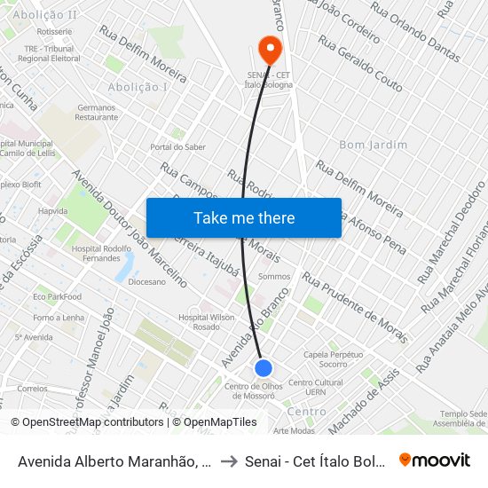 Avenida Alberto Maranhão, 3762 to Senai - Cet Ítalo Bologna map