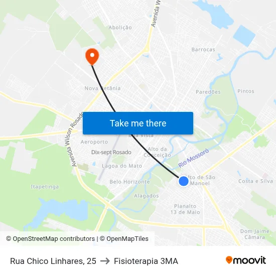 Rua Chico Linhares, 25 to Fisioterapia 3MA map