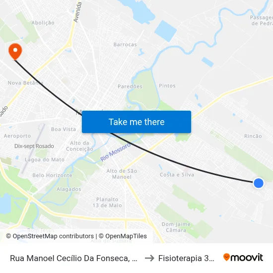 Rua Manoel Cecílio Da Fonseca, 185 to Fisioterapia 3MA map