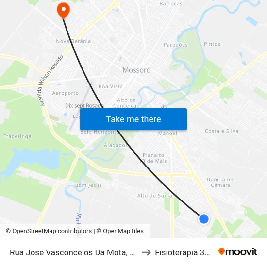 Rua José Vasconcelos Da Mota, 309 to Fisioterapia 3MA map
