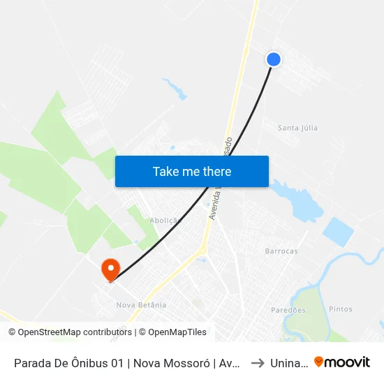 Parada De Ônibus 01 | Nova Mossoró | Avenida Dos Automóveis to Uninassau map