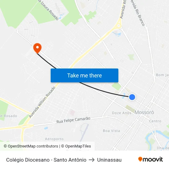 Colégio Diocesano - Santo Antônio to Uninassau map