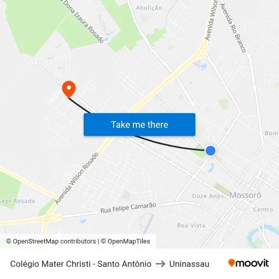 Colégio Mater Christi - Santo Antônio to Uninassau map