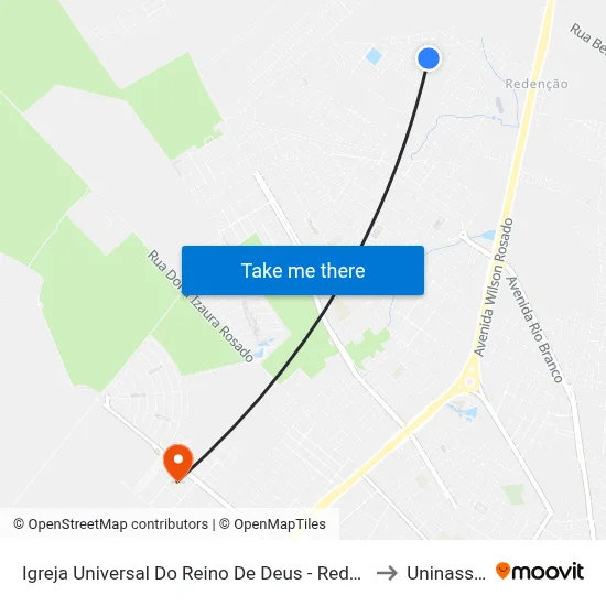 Igreja Universal Do Reino De Deus - Redenção to Uninassau map