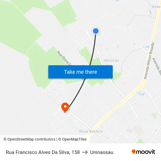 Rua Francisco Alves Da Silva, 158 to Uninassau map