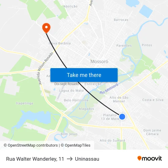 Rua Walter Wanderley, 11 to Uninassau map