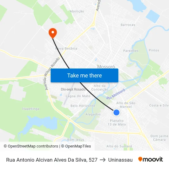 Rua Antonio Alcivan Alves Da Silva, 527 to Uninassau map