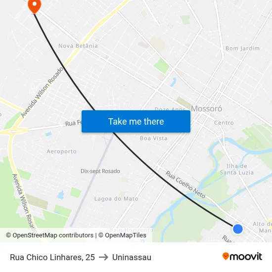Rua Chico Linhares, 25 to Uninassau map