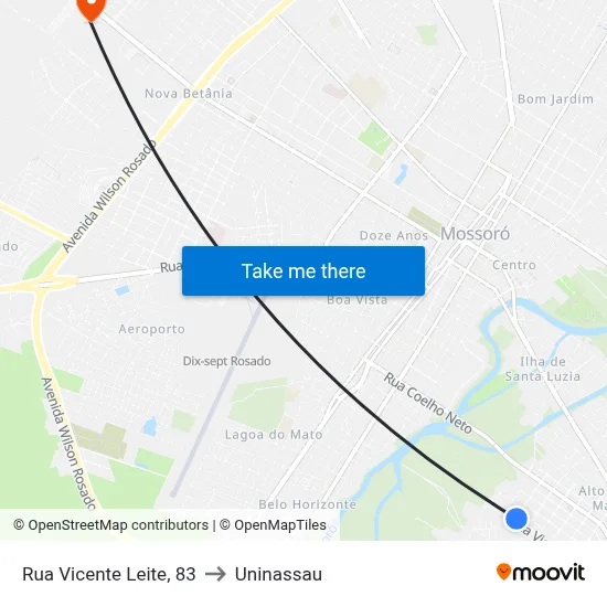 Rua Vicente Leite, 83 to Uninassau map