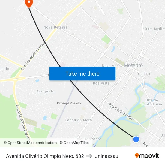 Avenida Olivério Olimpio Neto, 602 to Uninassau map