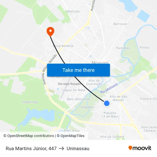 Rua Martins Júnior, 447 to Uninassau map