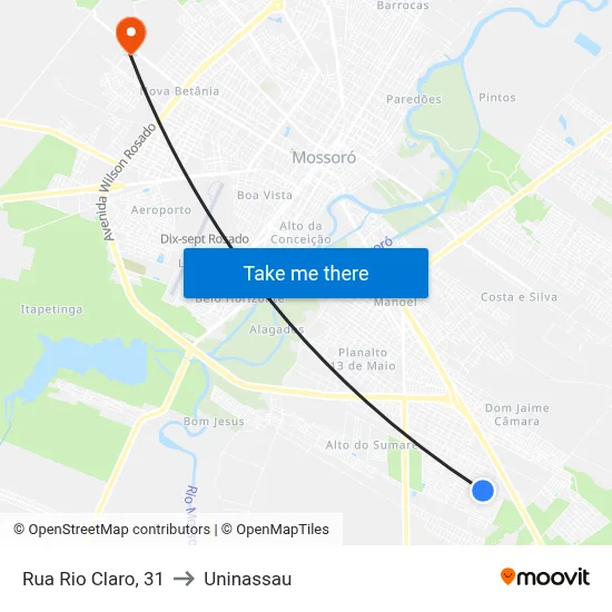 Rua Rio Claro, 31 to Uninassau map