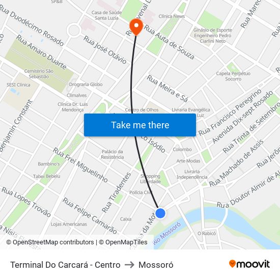 Terminal Do Carcará - Centro to Mossoró map