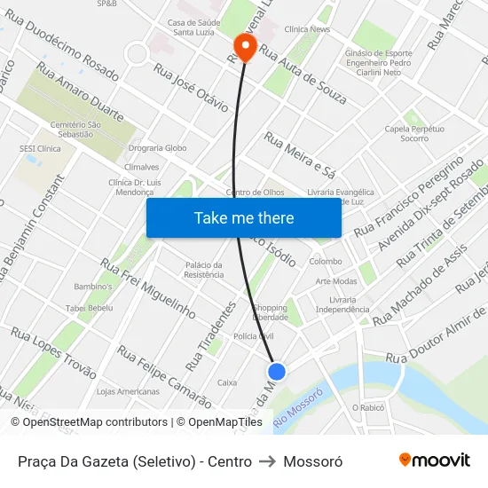 Praça Da Gazeta (Seletivo) - Centro to Mossoró map