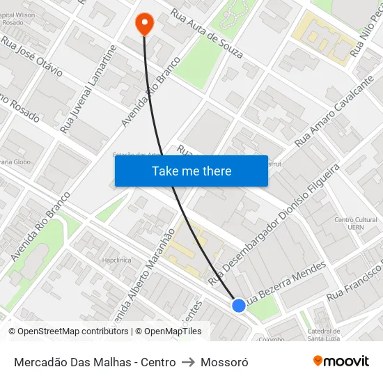 Mercadão Das Malhas - Centro to Mossoró map