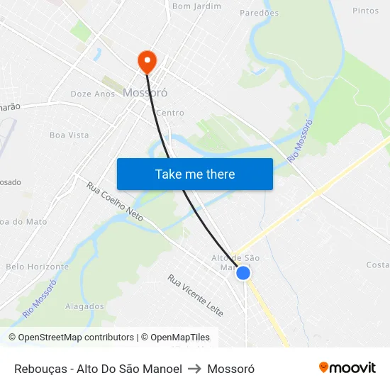 Rebouças - Alto Do São Manoel to Mossoró map
