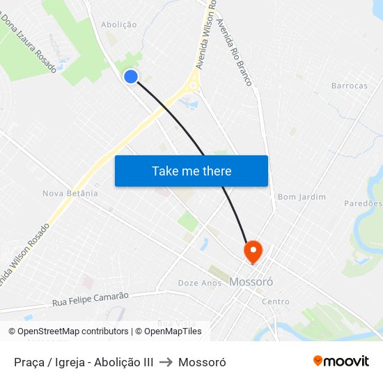 Praça / Igreja - Abolição III to Mossoró map