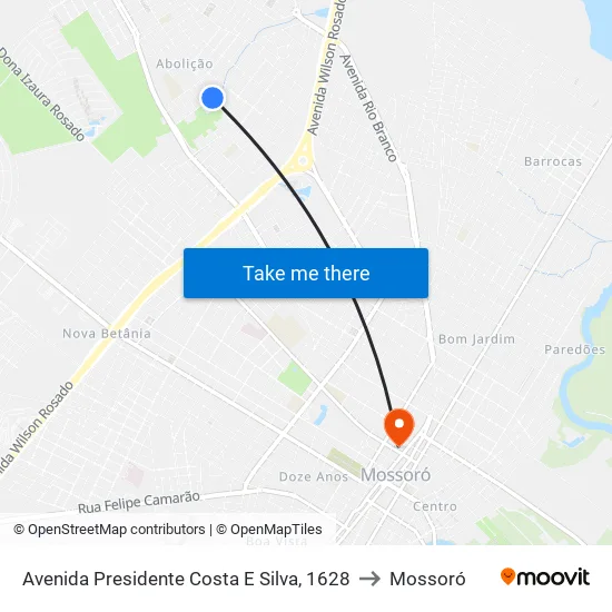 Avenida Presidente Costa E Silva, 1628 to Mossoró map