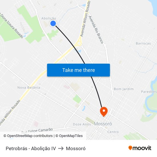 Petrobrás - Abolição IV to Mossoró map