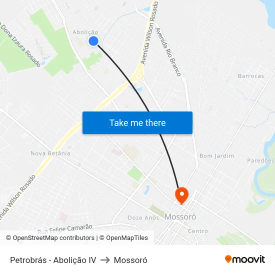 Petrobrás - Abolição IV to Mossoró map
