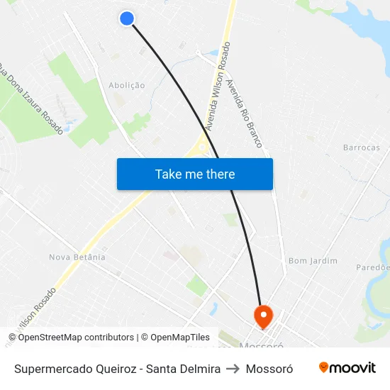 Supermercado Queiroz - Santa Delmira to Mossoró map