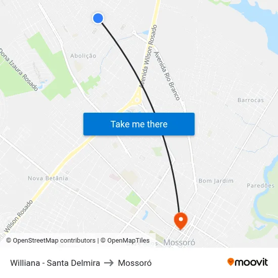 Williana - Santa Delmira to Mossoró map