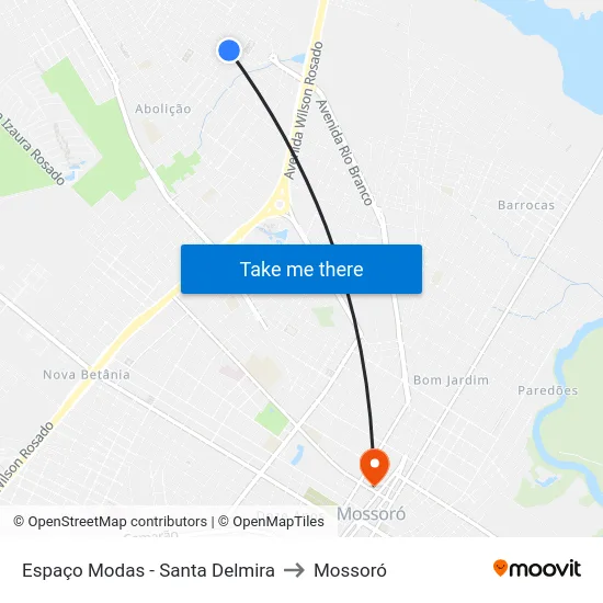 Espaço Modas - Santa Delmira to Mossoró map