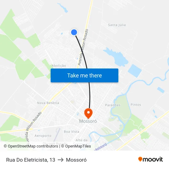 Rua Do Eletricista, 13 to Mossoró map
