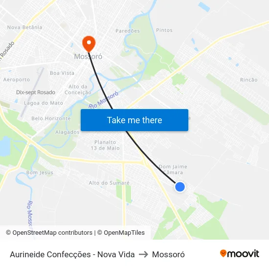 Aurineide Confecções - Nova Vida to Mossoró map