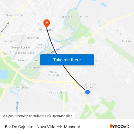 Bar Do Cajueiro - Nova Vida to Mossoró map