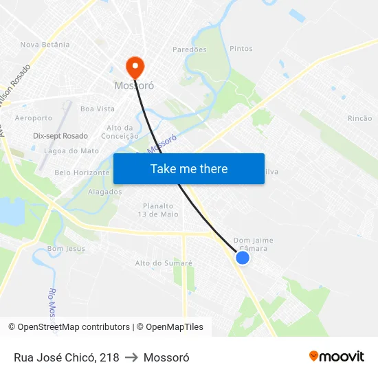 Rua José Chicó, 218 to Mossoró map