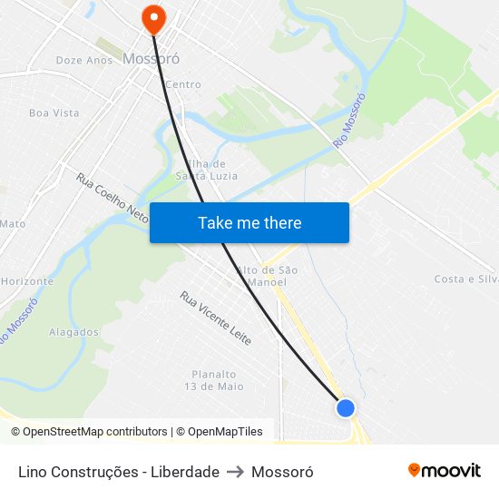 Lino Construções - Liberdade to Mossoró map