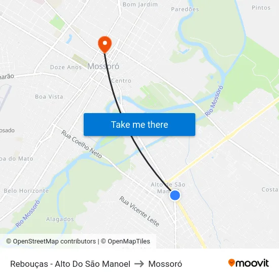 Rebouças - Alto Do São Manoel to Mossoró map