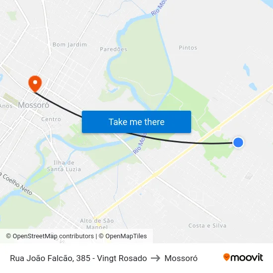 Rua João Falcão, 385 - Vingt Rosado to Mossoró map