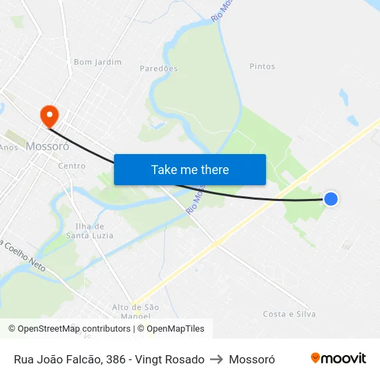 Rua João Falcão, 386 - Vingt Rosado to Mossoró map