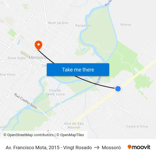 Av. Francisco Mota, 2015 - Vingt Rosado to Mossoró map