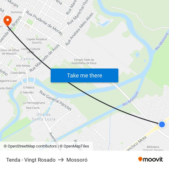 Tenda - Vingt Rosado to Mossoró map
