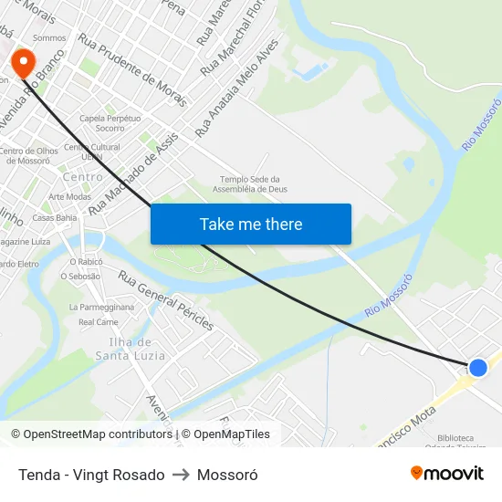 Tenda - Vingt Rosado to Mossoró map