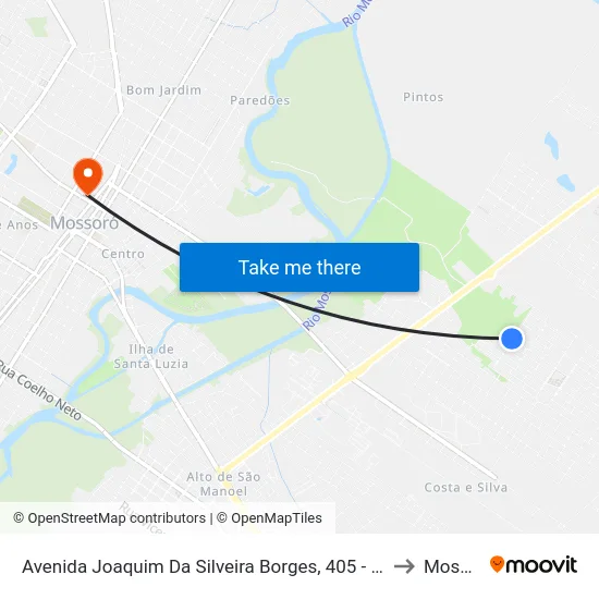 Avenida Joaquim Da Silveira Borges, 405 - Vingt Rosado to Mossoró map