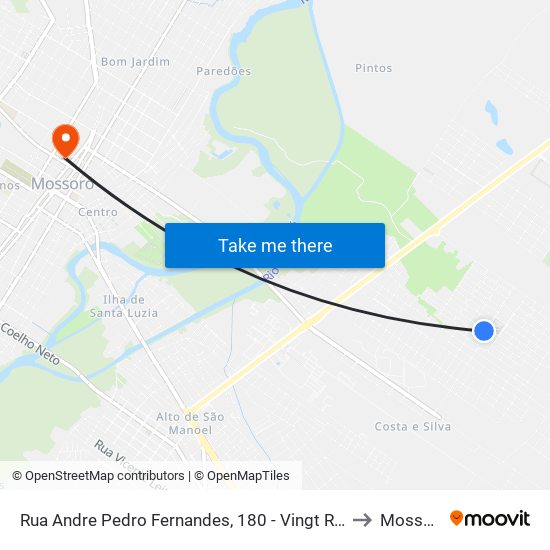 Rua Andre Pedro Fernandes, 180 - Vingt Rosado to Mossoró map
