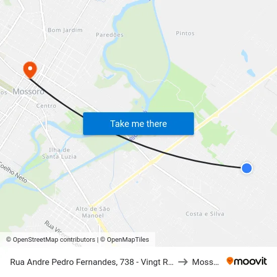 Rua Andre Pedro Fernandes, 738 - Vingt Rosado to Mossoró map