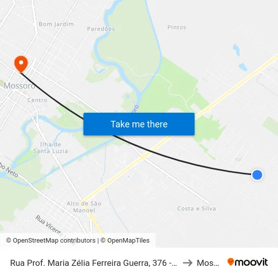 Rua Prof. Maria Zélia Ferreira Guerra, 376 - Vingt Rosado to Mossoró map