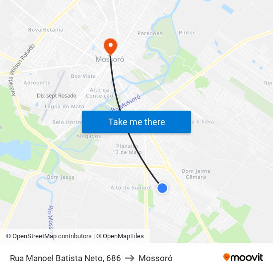 Rua Manoel Batista Neto, 686 to Mossoró map