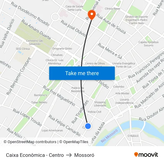 Caixa Econômica - Centro to Mossoró map