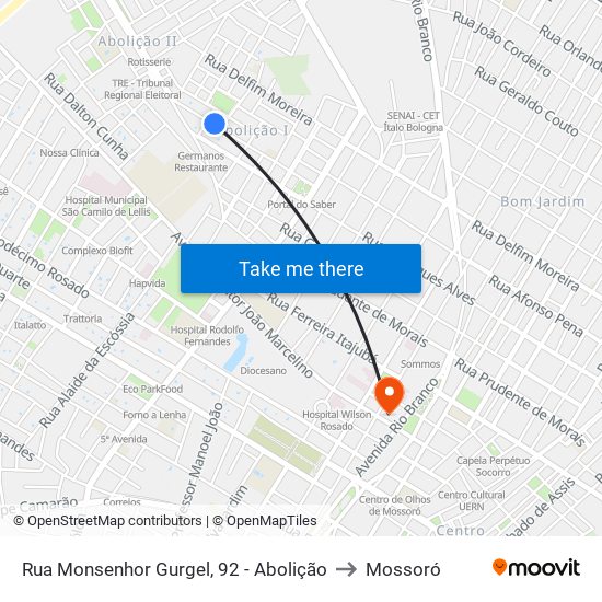 Rua Monsenhor Gurgel, 92 - Abolição to Mossoró map