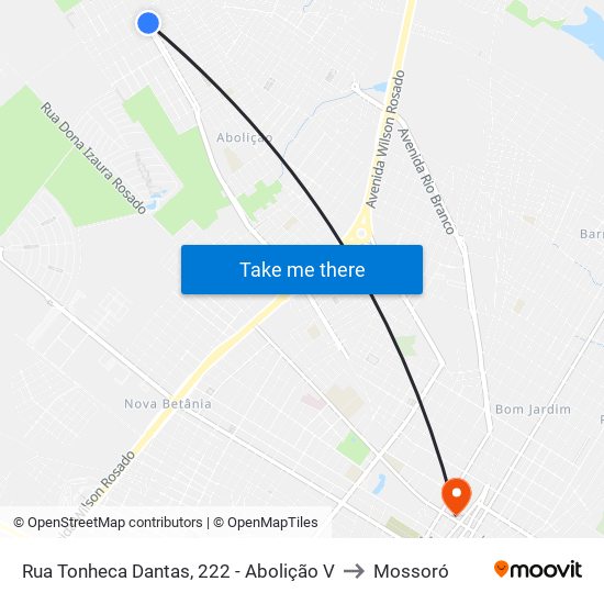 Rua Tonheca Dantas, 222 - Abolição V to Mossoró map