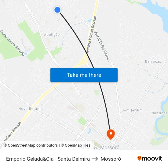 Empório Gelada&Cia - Santa Delmira to Mossoró map