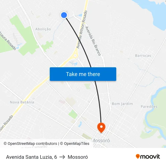 Avenida Santa Luzia, 6 to Mossoró map